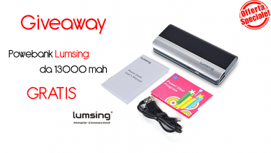 Giveaway - PowerBank Lumsing da 13000 mah gratis - Copertina