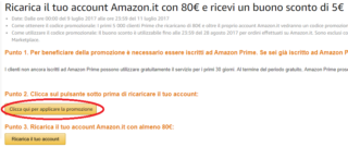 pagina promozionale - 5 euro gratis